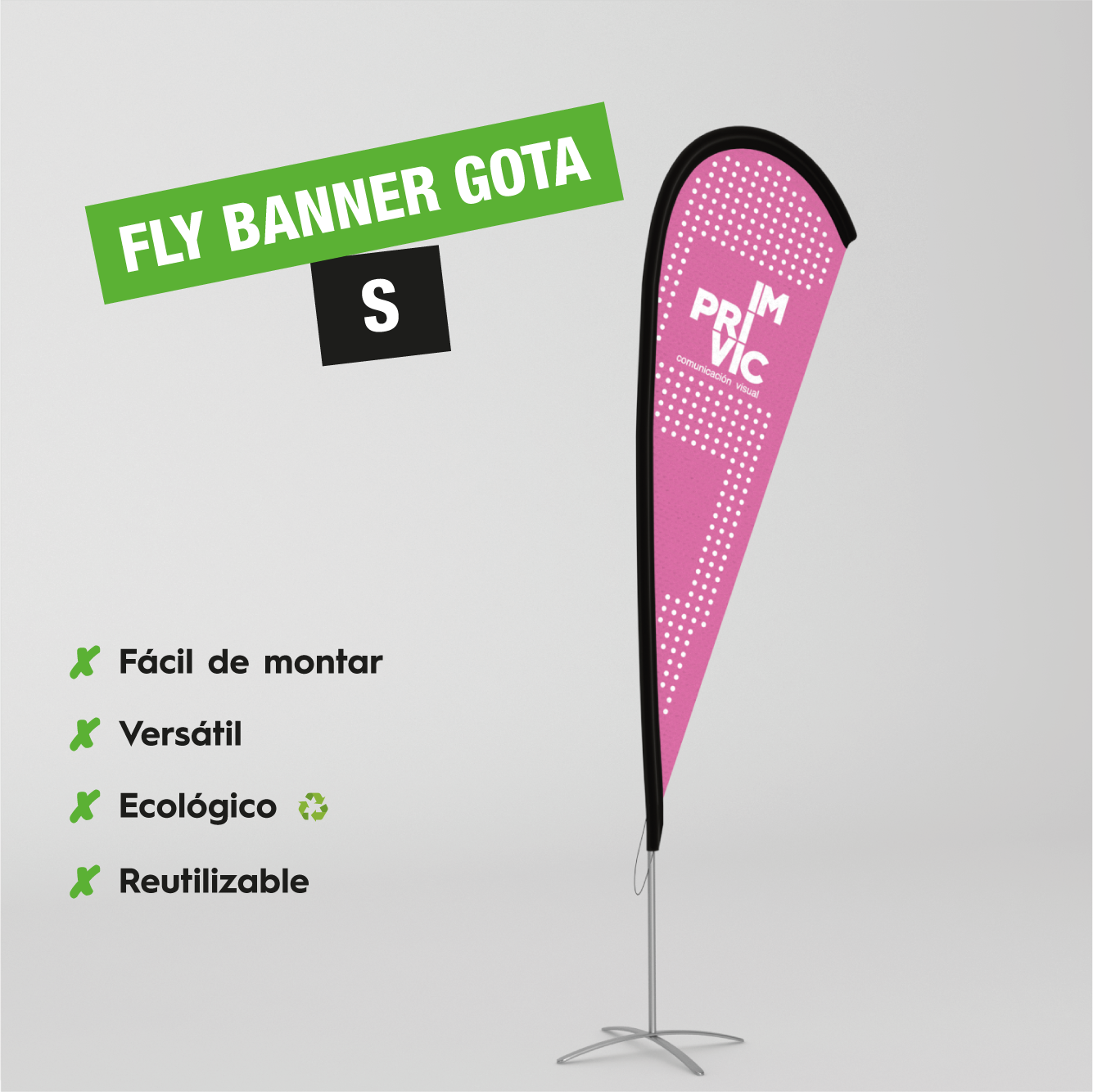 Fly Banner tipo gota tamaño S para publicidad exterior.